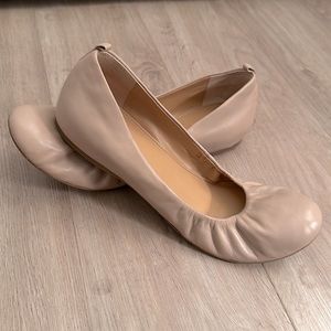 J. Crew Tan Leather Ballet Flats
